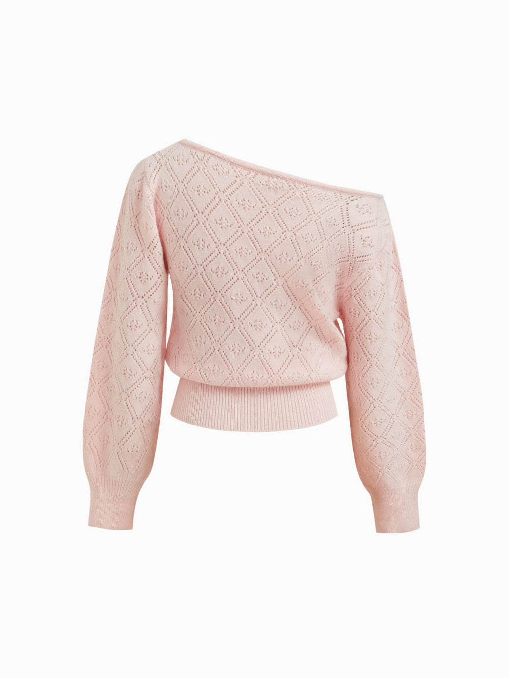 Jersey de punto rosa de hombro al descubierto