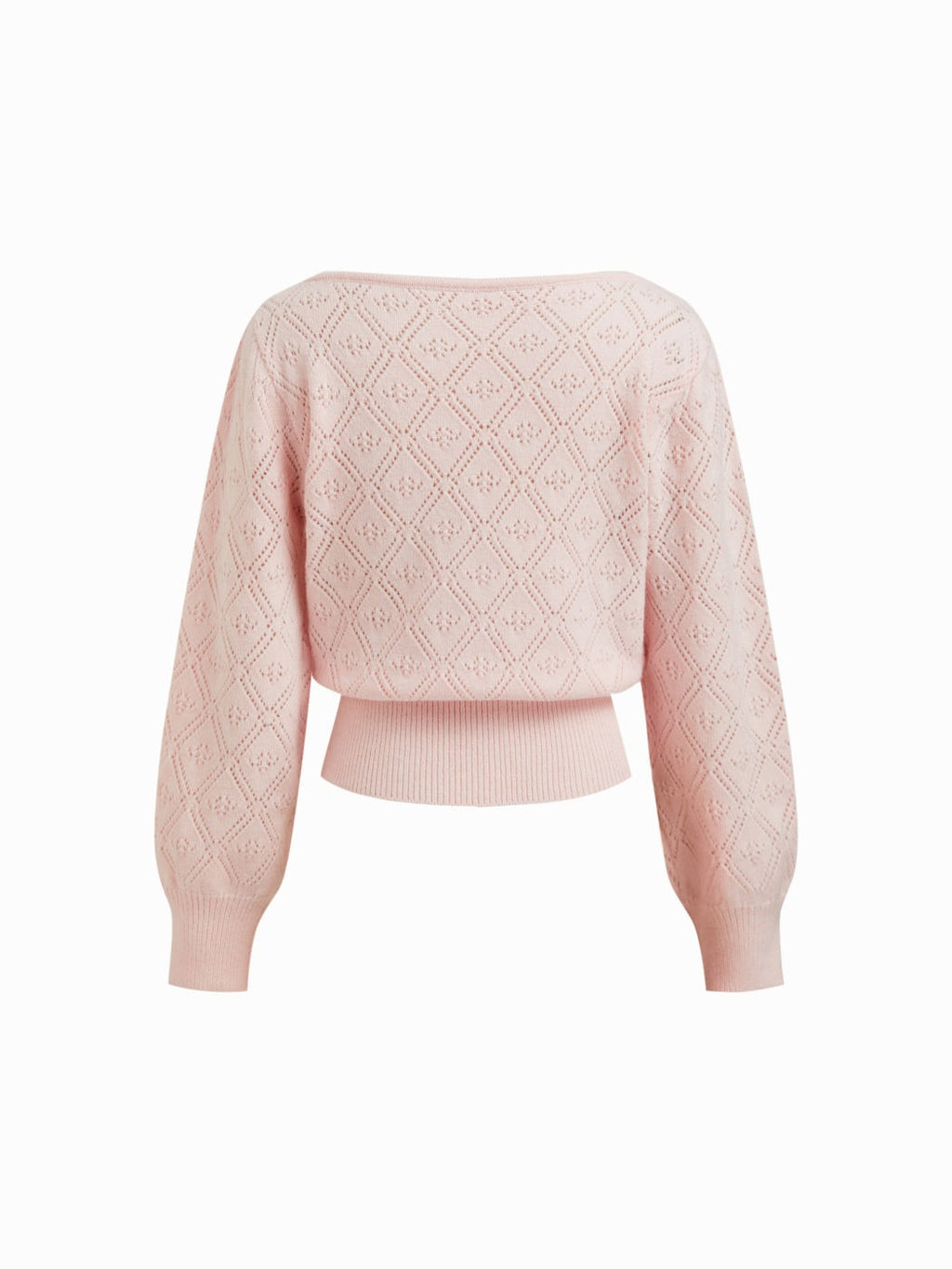 Jersey de punto rosa de hombro al descubierto