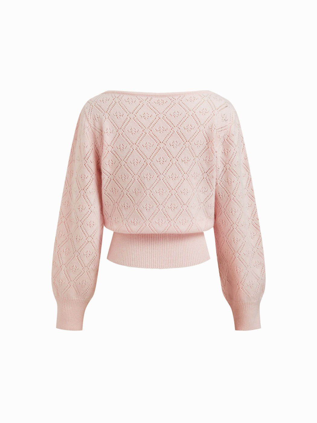 Jersey de punto rosa de hombro al descubierto